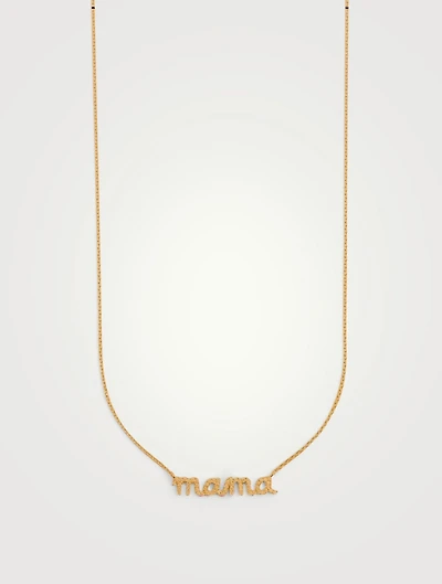 14K Gold Mama Necklace With Diamonds