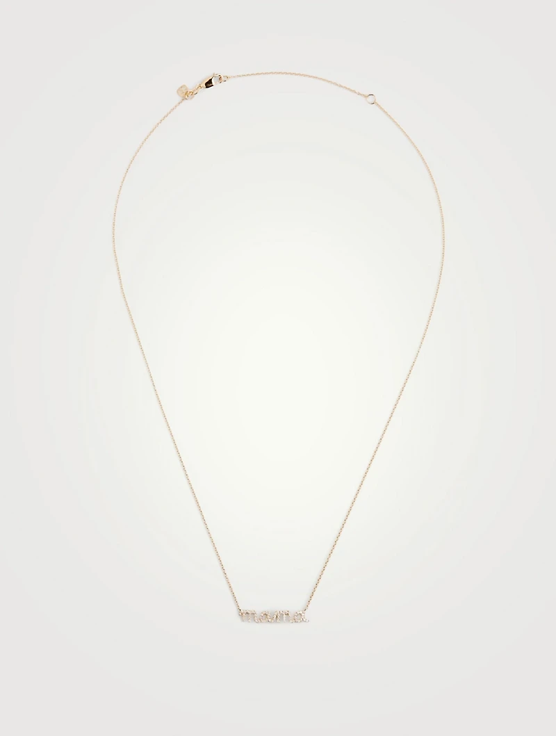 14K Gold Mama Necklace With Diamonds