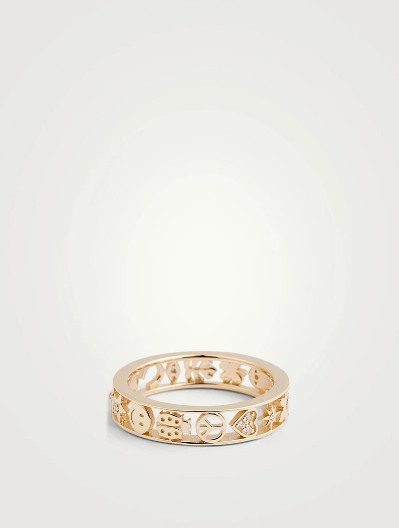 14K Gold Icon Ring With Diamonds