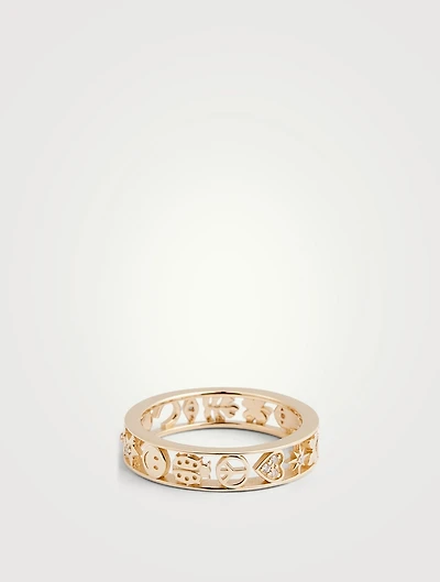 14K Gold Icon Ring With Diamonds