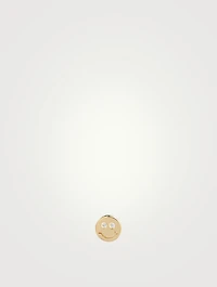 14K Gold Happy Face Stud Earring With Diamonds