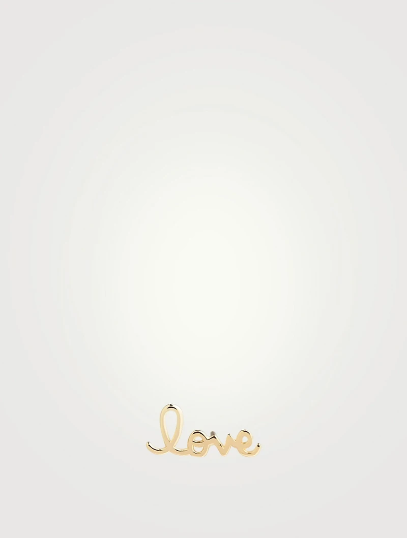14K Gold Love Script Earring