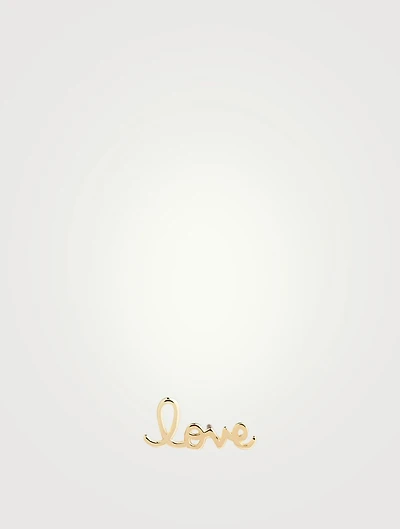 14K Gold Love Script Earring