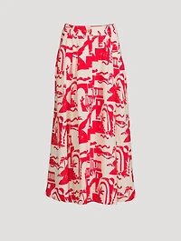 Tulay Hemp A-Line Midi Skirt Helios Print