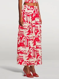 Tulay Hemp A-Line Midi Skirt Helios Print