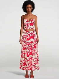 Tulay Hemp A-Line Midi Skirt Helios Print