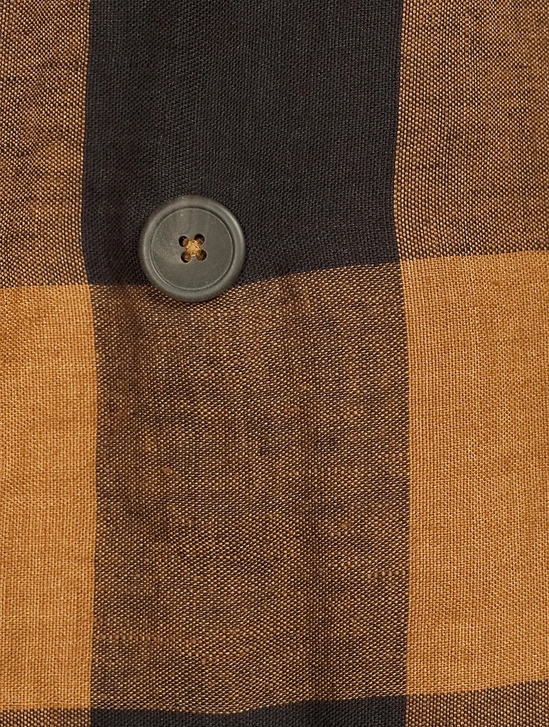 Clem Linen Double-Breasted Jacket Gingham Print