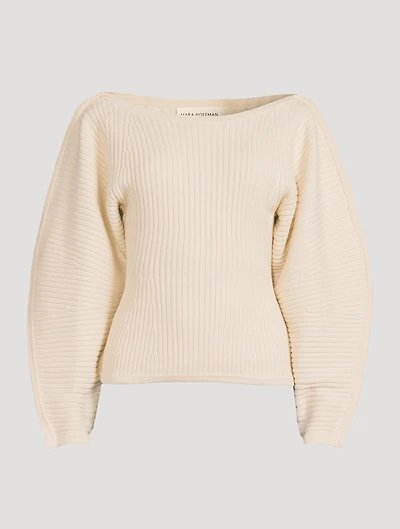 Nasira Ribbed Organic Cotton Boatneck Sweater