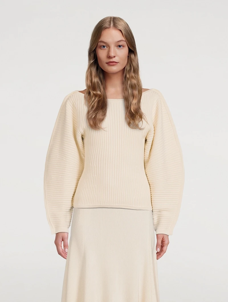 Nasira Ribbed Organic Cotton Boatneck Sweater