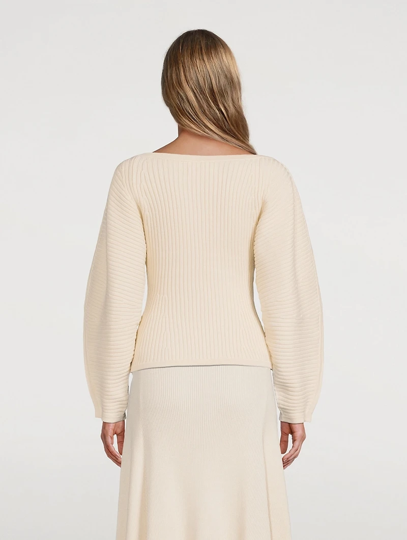 Nasira Ribbed Organic Cotton Boatneck Sweater