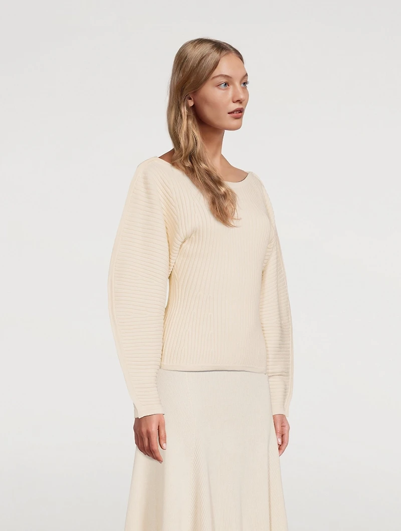 Nasira Ribbed Organic Cotton Boatneck Sweater