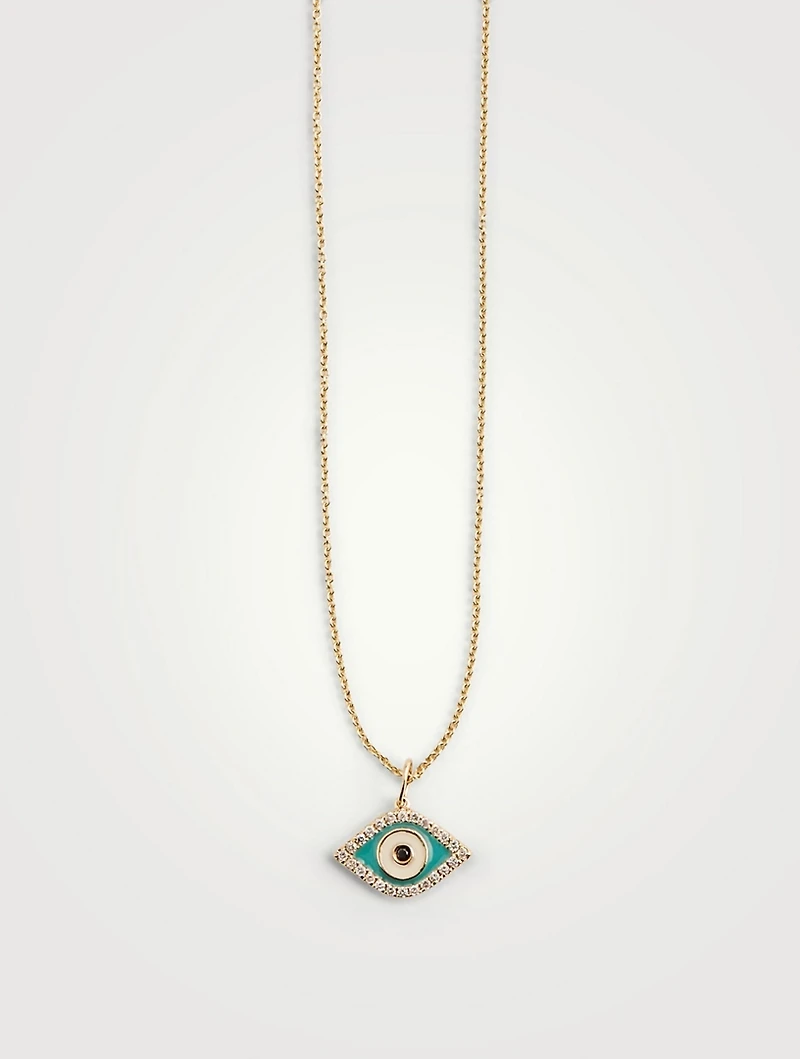 14K Gold Evil Eye Necklace With Diamonds