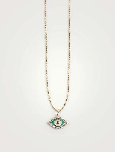 14K Gold Evil Eye Necklace With Diamonds