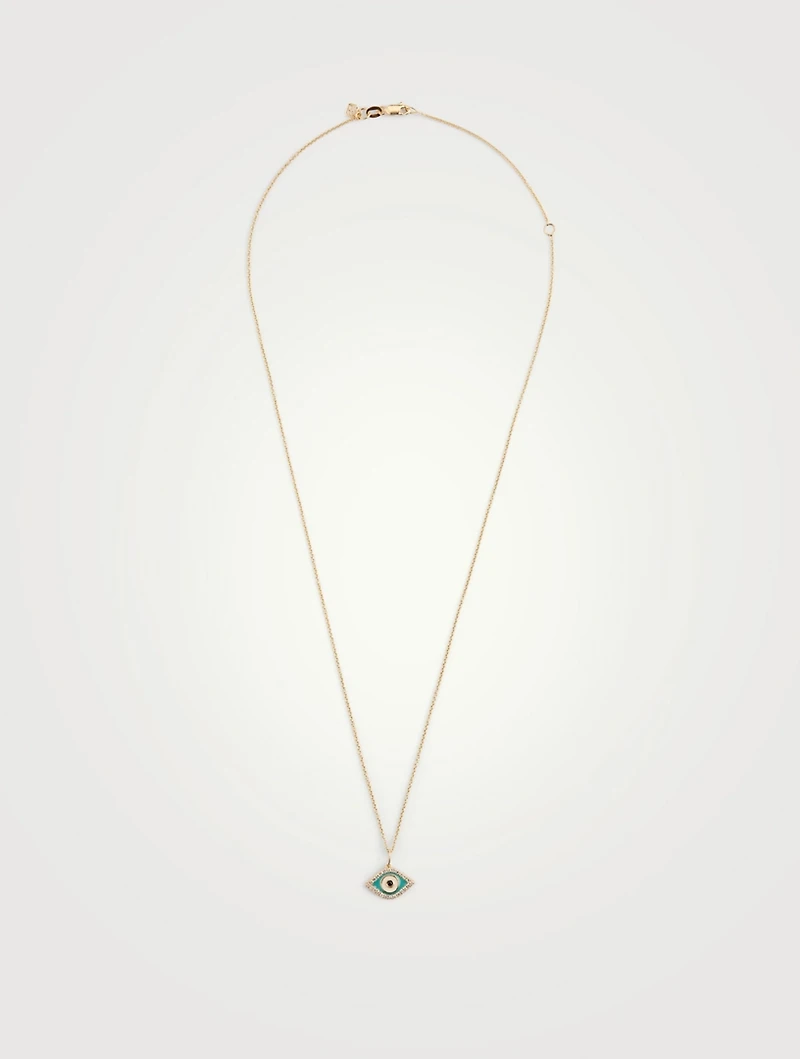 14K Gold Evil Eye Necklace With Diamonds