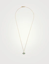14K Gold Evil Eye Necklace With Diamonds