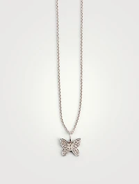 14K White Gold Butterfly Necklace With Diamonds