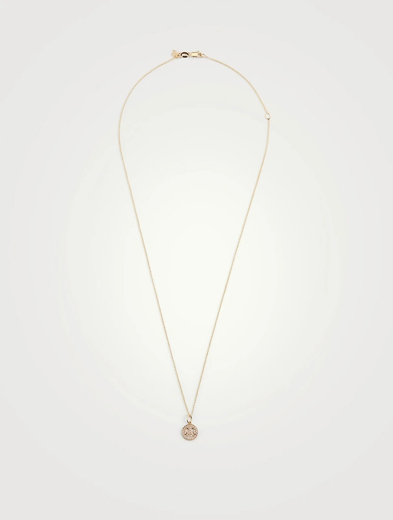 14K Gold Happy Face Necklace With Diamonds