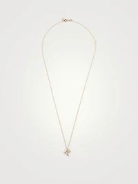 14K Gold Hummingbird Necklace With Diamonds And Sapphire