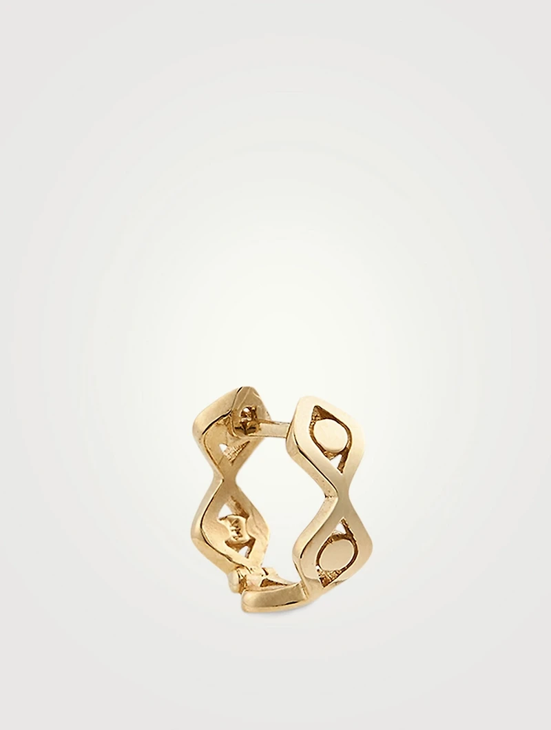 14K Gold Evil Eye Link Huggie Hoop Earring