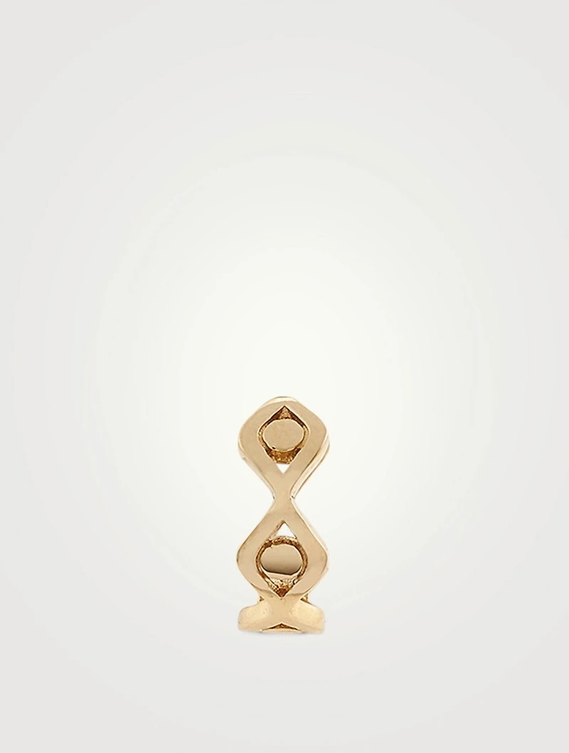 14K Gold Evil Eye Link Huggie Hoop Earring