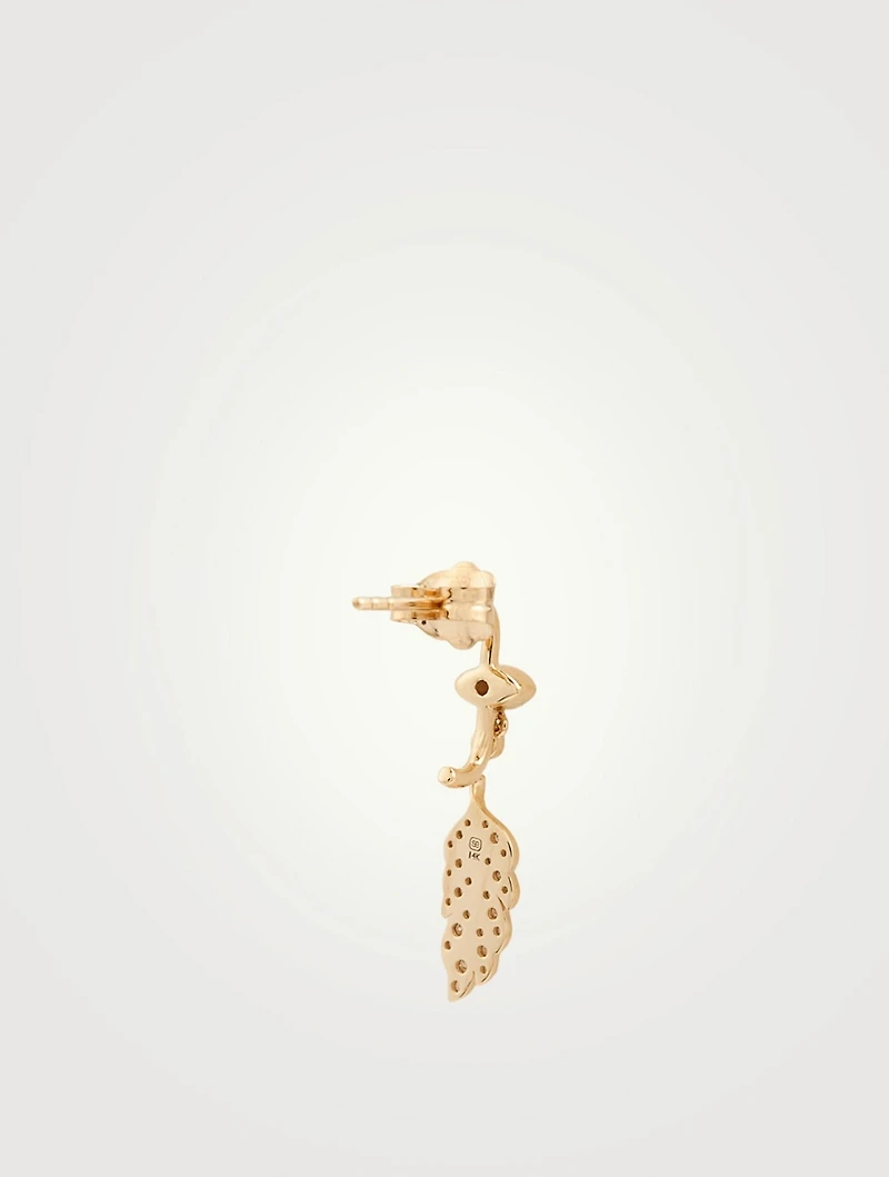 14K Gold Marquis Evil Eye Feather Drop Earrings