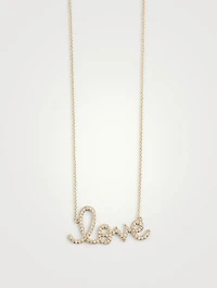 Large 14K Gold Love Necklace With Diamonds