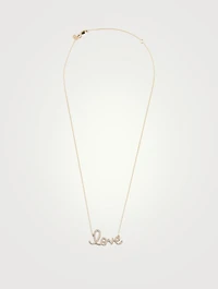 Large 14K Gold Love Necklace With Diamonds