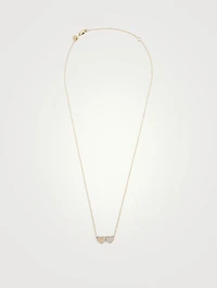 14K Gold Double Heart Necklace With Diamonds