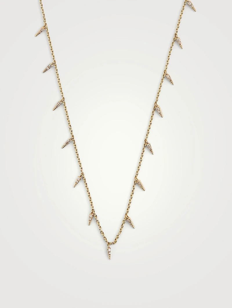 14K Gold Fringe Necklace With Diamonds
