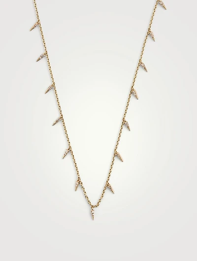 14K Gold Fringe Necklace With Diamonds
