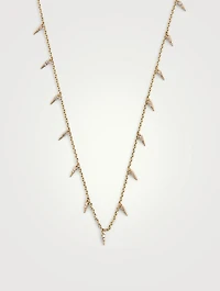 14K Gold Fringe Necklace With Diamonds