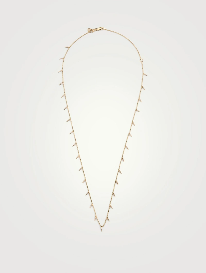 14K Gold Fringe Necklace With Diamonds