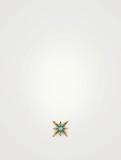 Mini 14K Gold Enamel Starburst Stud Earring