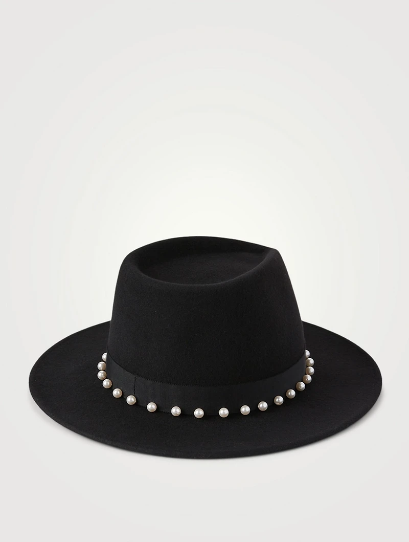 Blaine Wool Fedora Hat With Swarovski Pearls