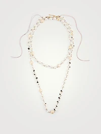 Word Faux Pearl Layered Necklace