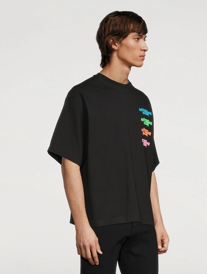 Cotton T-Shirt With Multi Logo