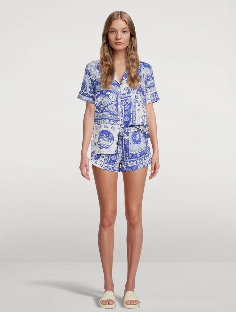 Short Linen Pyjama Set Lamba Print