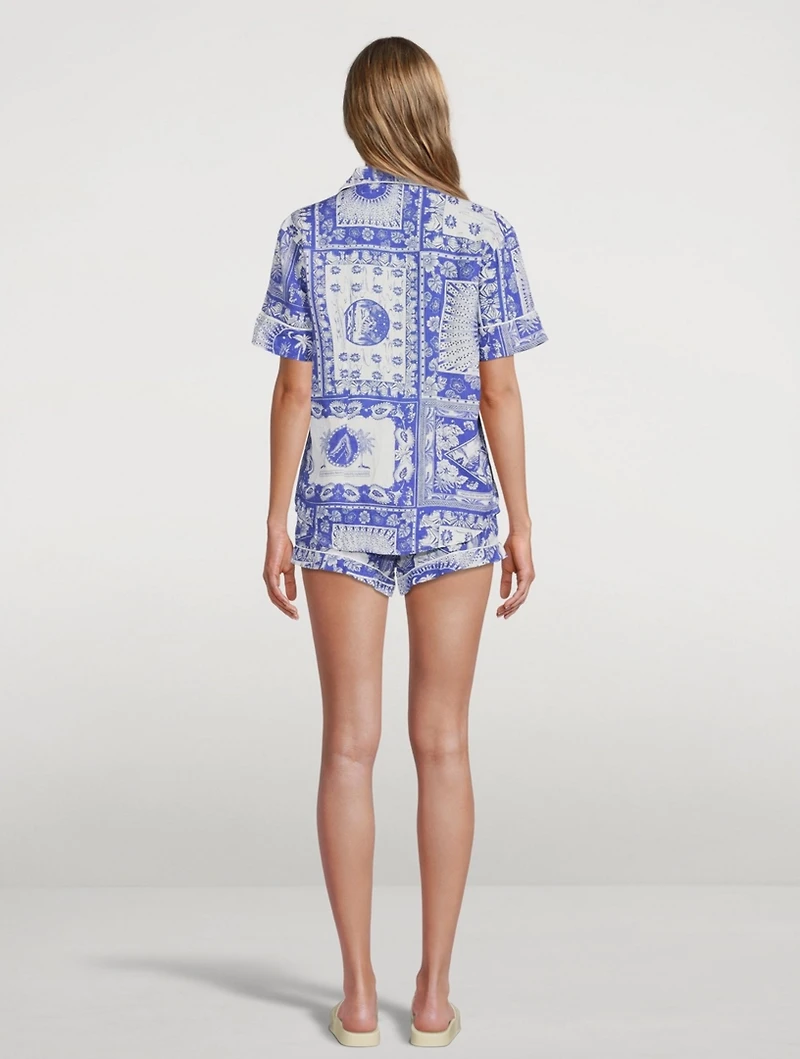 Short Linen Pyjama Set Lamba Print