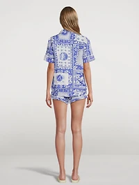 Short Linen Pyjama Set Lamba Print