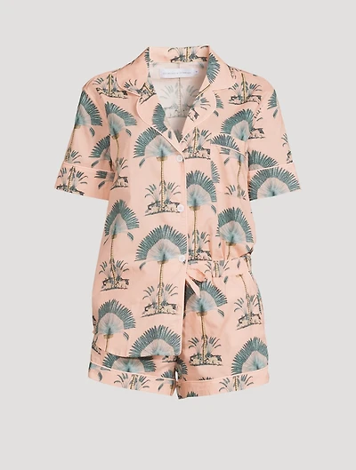 Short Cotton Pyjama Set Ravenala Print