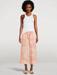 Linen Wide-Leg Pyjama Pants Lowland Forest Print