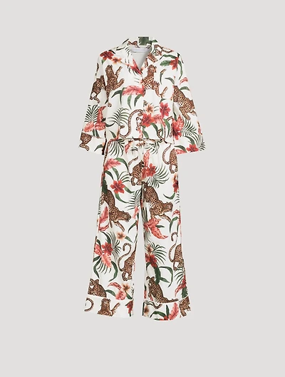 Boxy Shirt Pajama Set Soleia Leopard Print