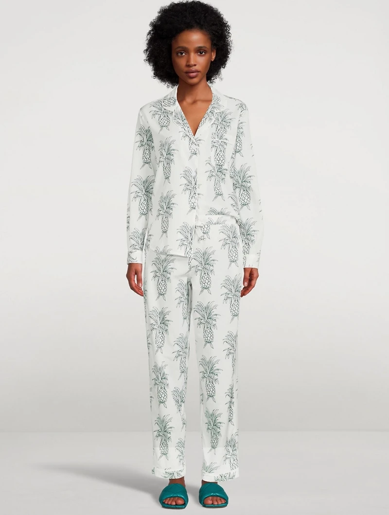 Long Cotton Pajama Set Howie Pineapple Print