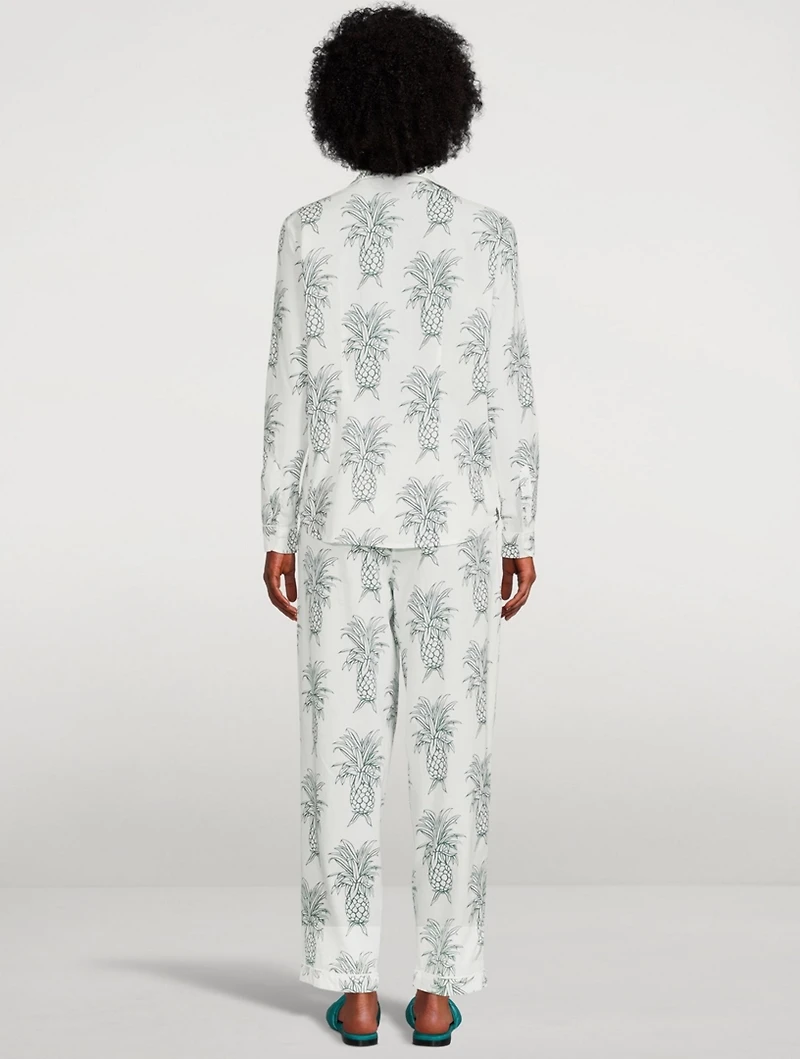 Long Cotton Pajama Set Howie Pineapple Print