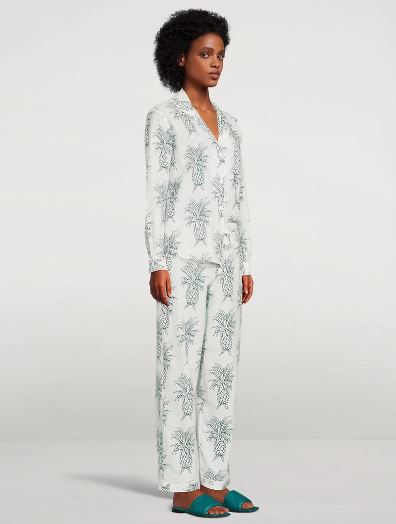 Long Cotton Pajama Set Howie Pineapple Print