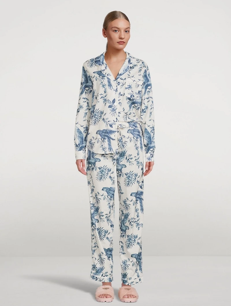 Long Cotton Pajama Set Bromley Parrot Print