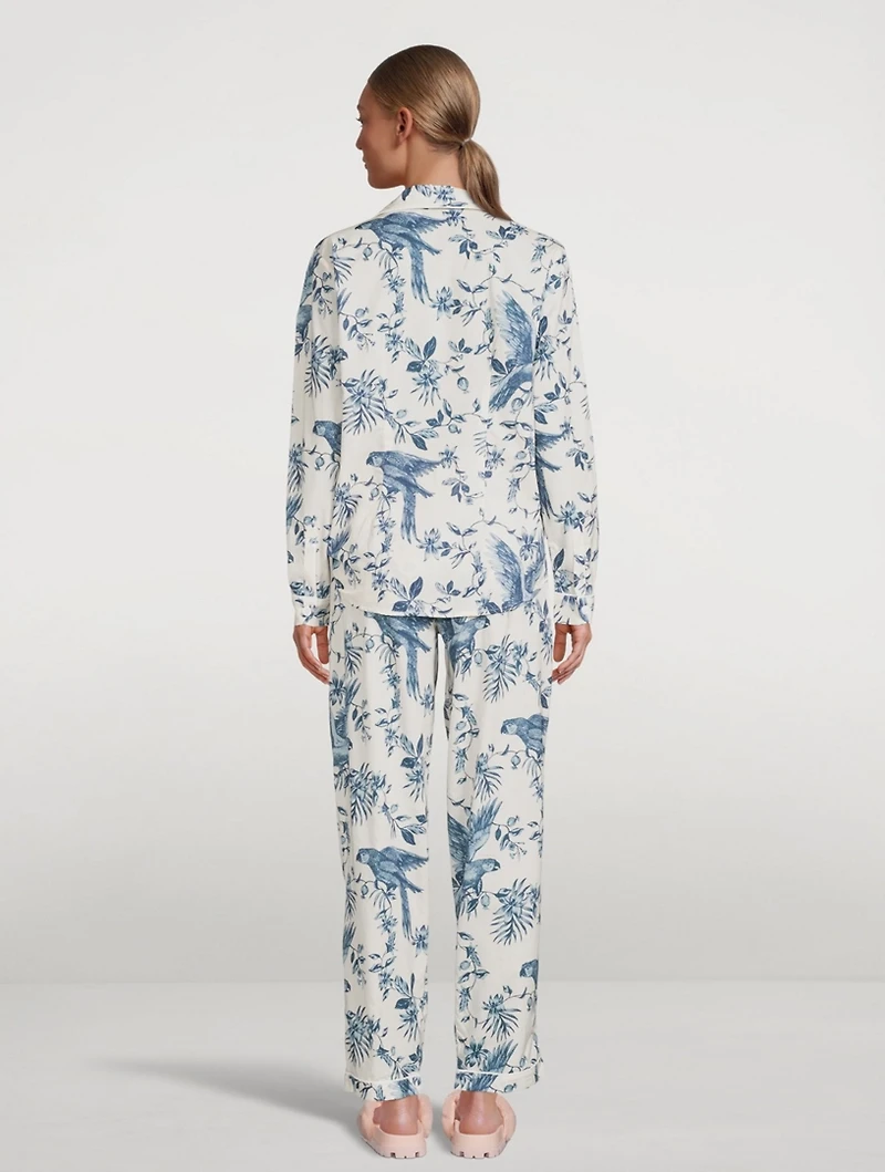 Long Cotton Pajama Set Bromley Parrot Print