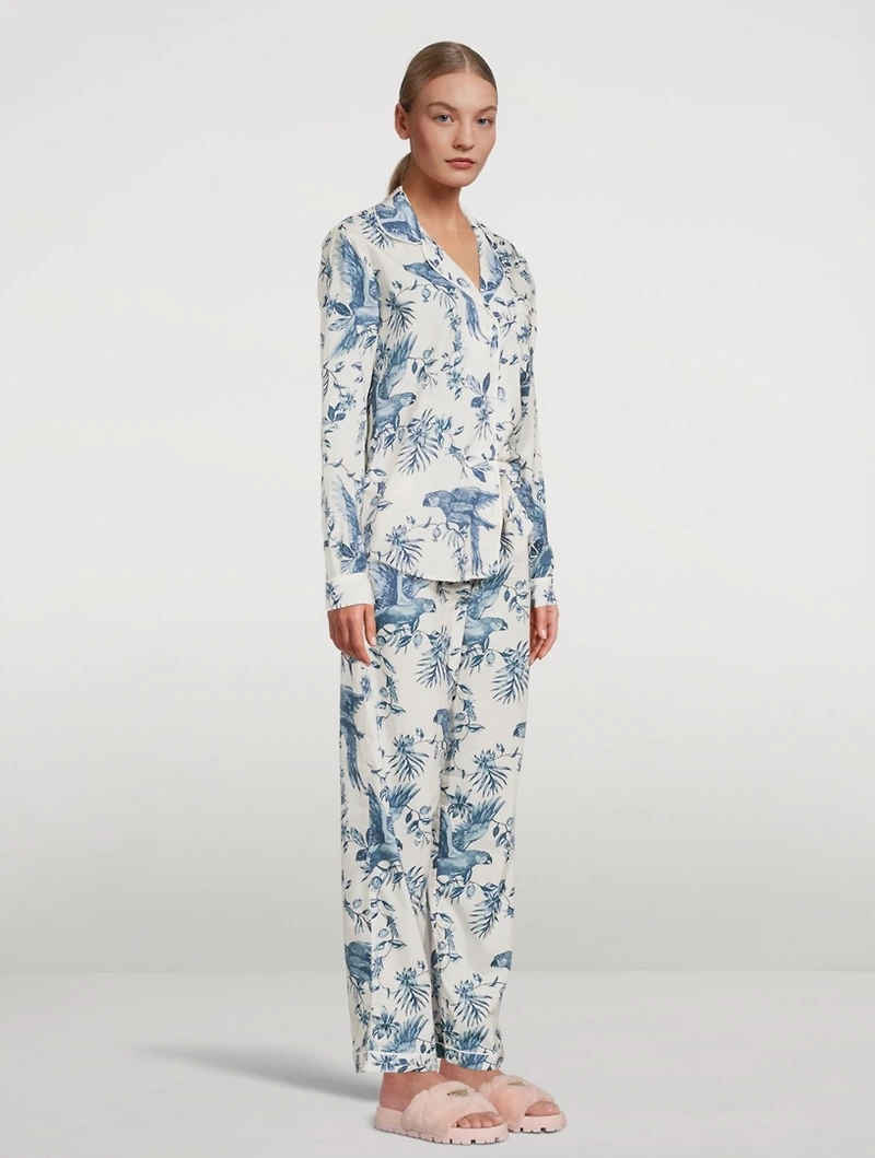 Long Cotton Pajama Set Bromley Parrot Print