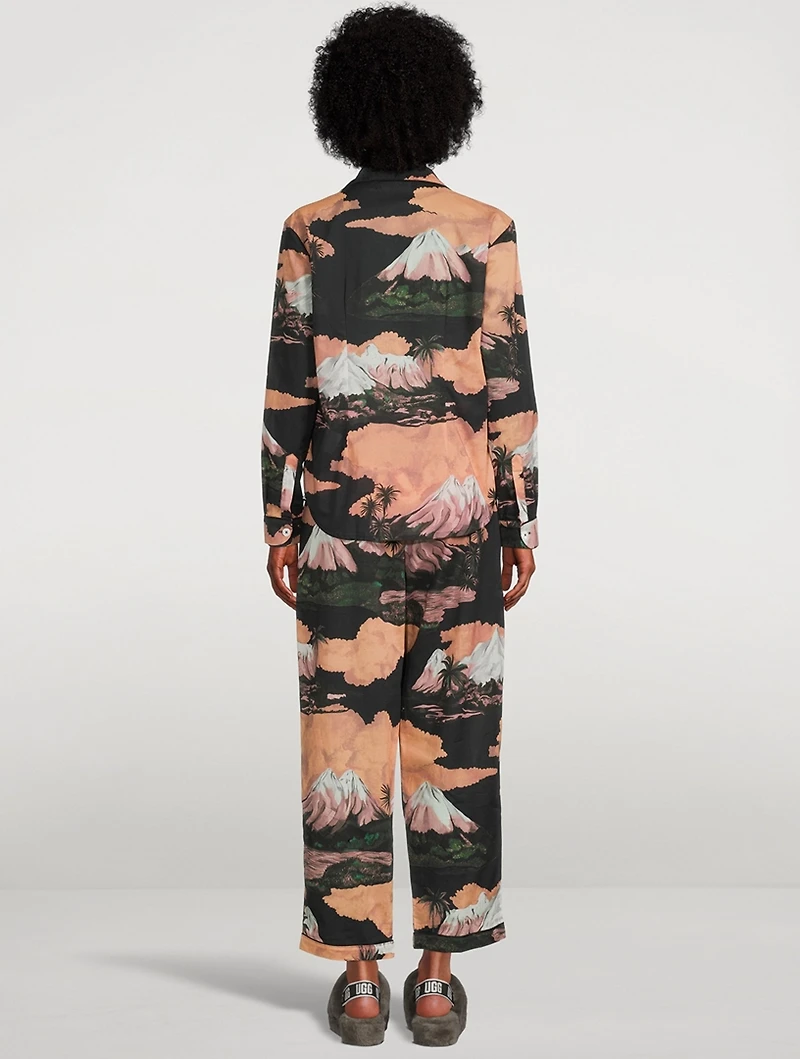 Long Cotton Pajama Set South Island Print