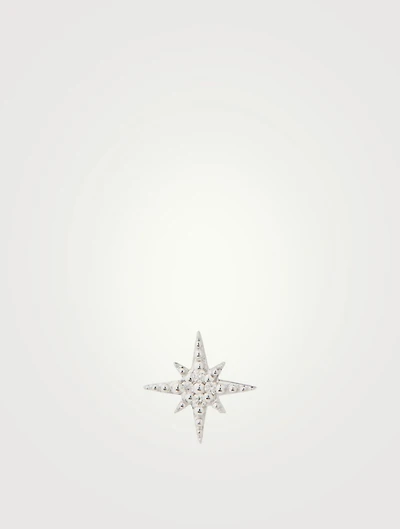 Mini 14K Gold Starburst Stud Earring With Diamonds